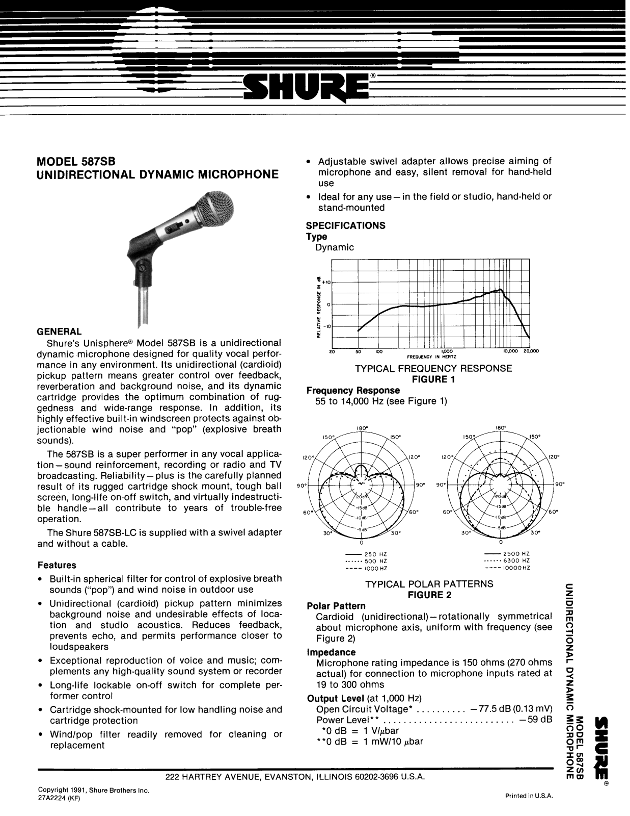 Shure 587SB User Guide