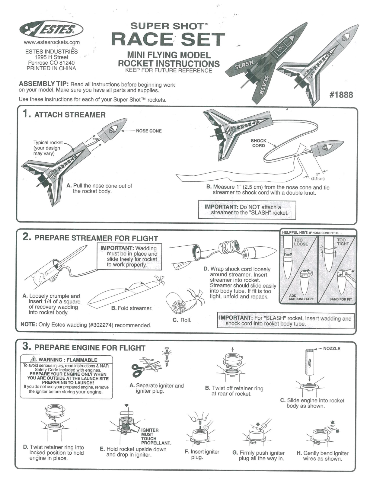 ESTES Super Shot Race User Manual