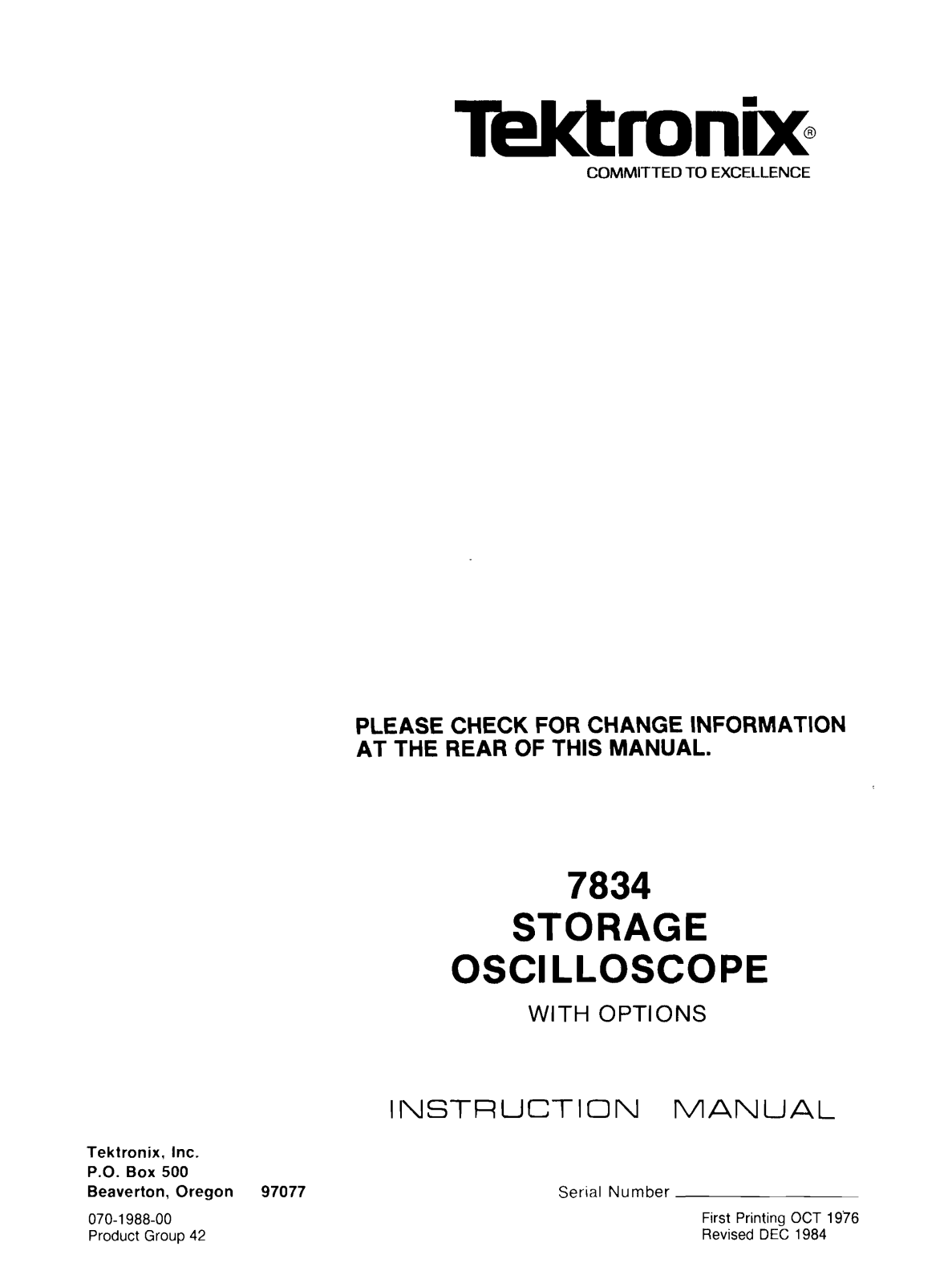 Tektronix 7834 Service manual