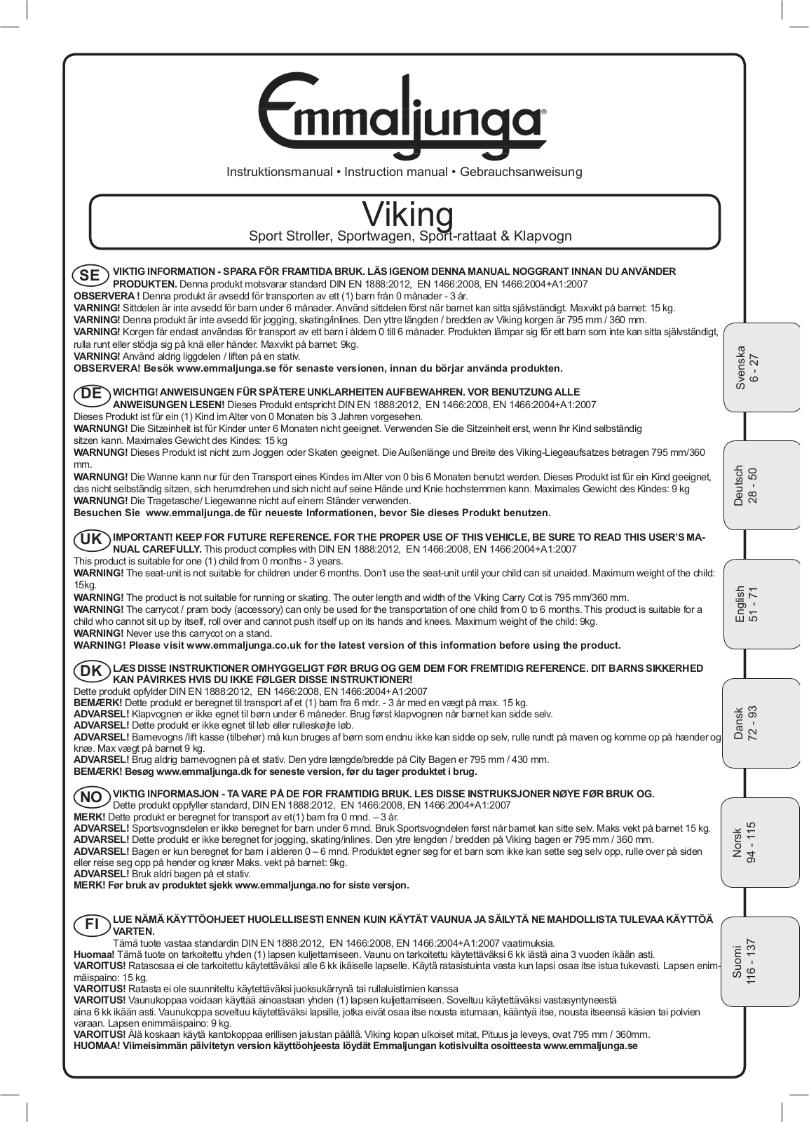 Emmaljunga Viking User Manual