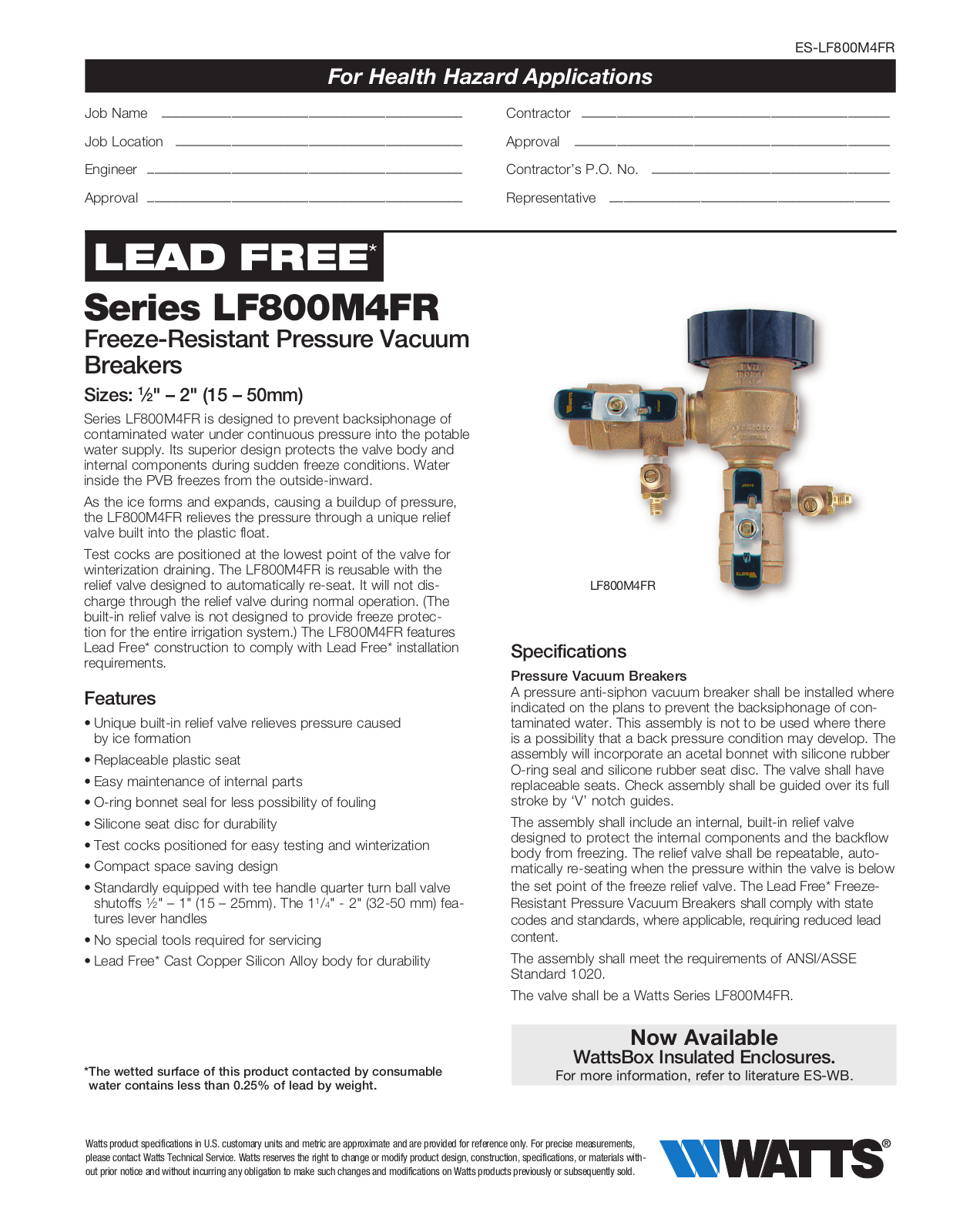 Watts LF800M4FR User Manual