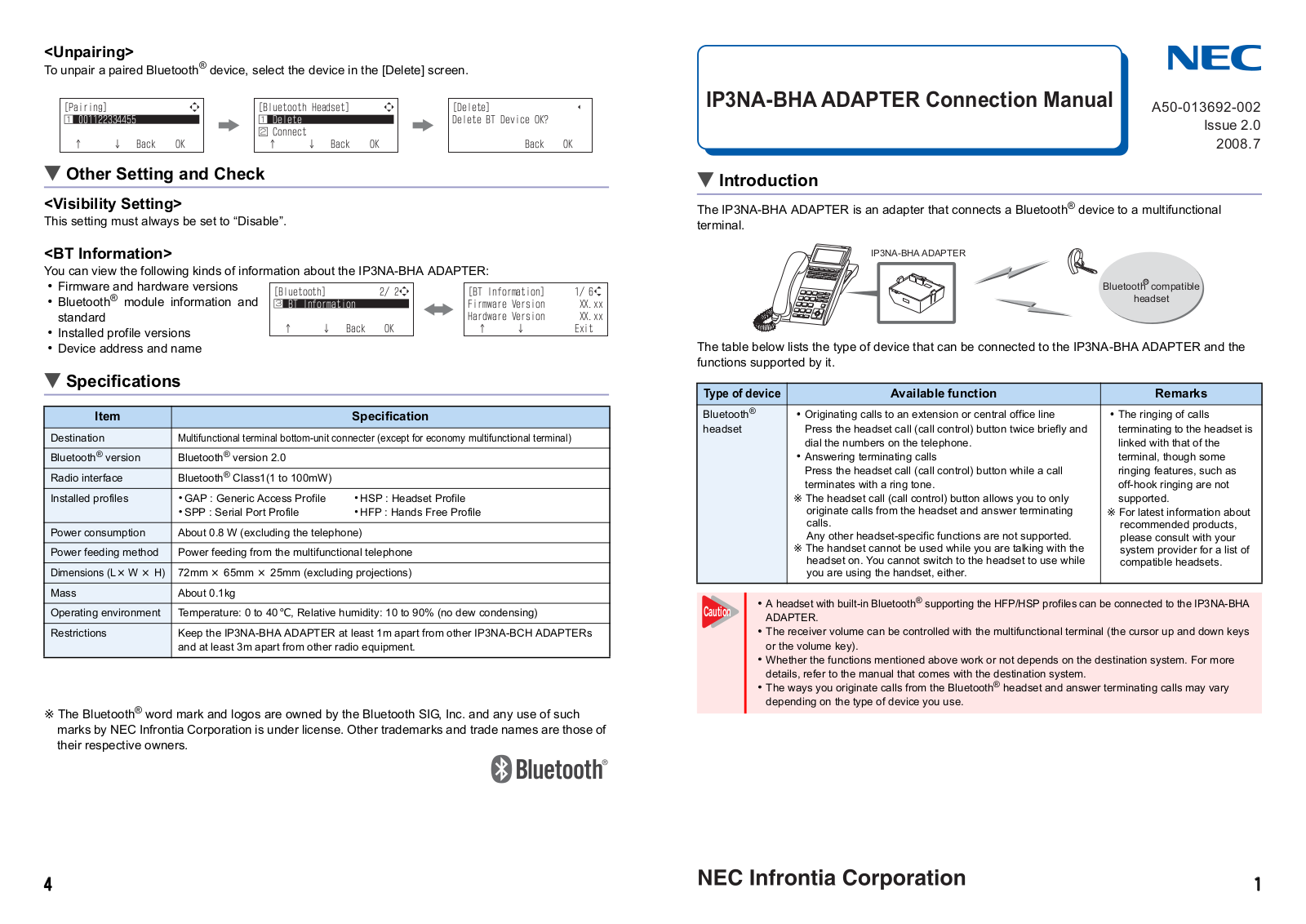 NEC IP3NA-BHA Connection Manual - ManualMachine.com