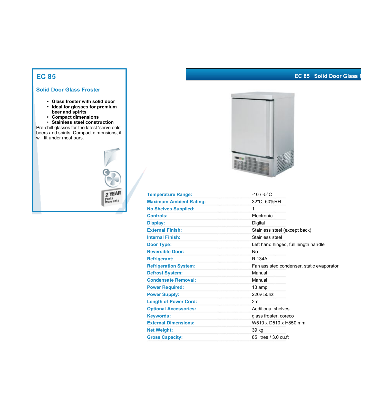 Valera EC 85 DATASHEET