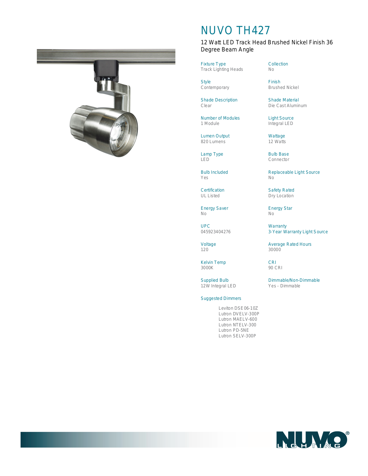 Nuvo Lighting OUV5463 Specifications - ManualMachine.com