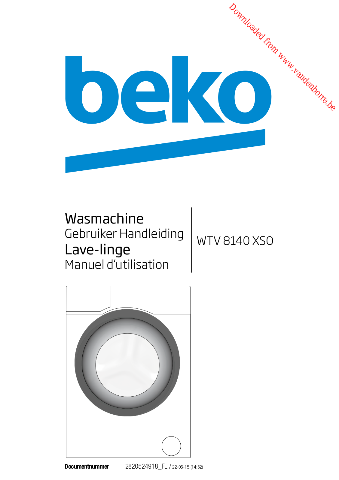 BEKO WTV 8140 XS0 User Manual