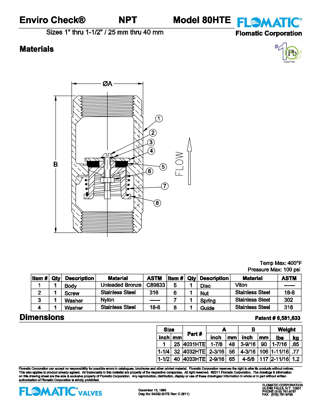 Flomatic 80HTE Parts List