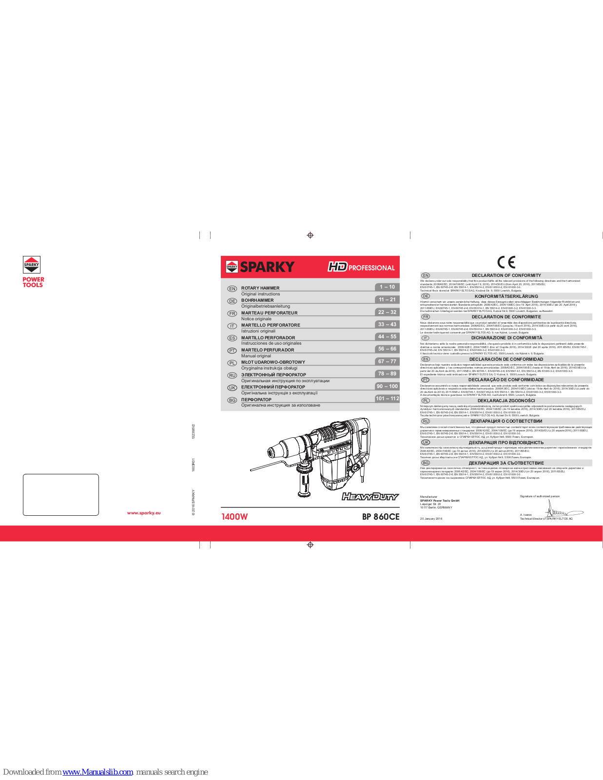 Sparky Group BP 860CE Original Instructions Manual