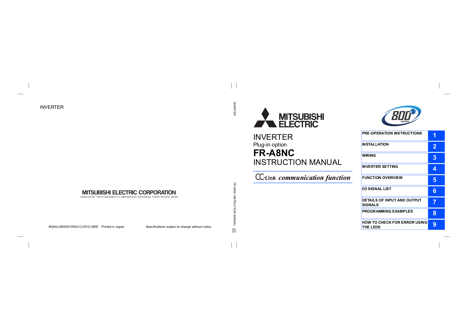 Mitsubishi FR-A8NC User Manual