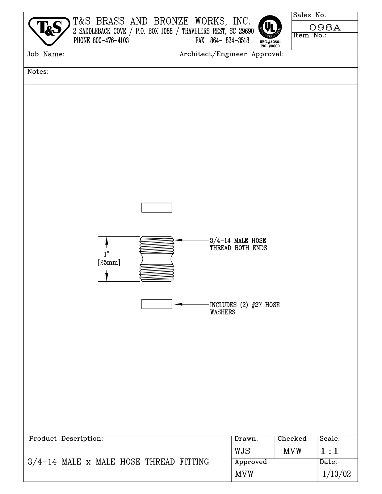 T&S Brass 098A User Manual - ManualMachine.com