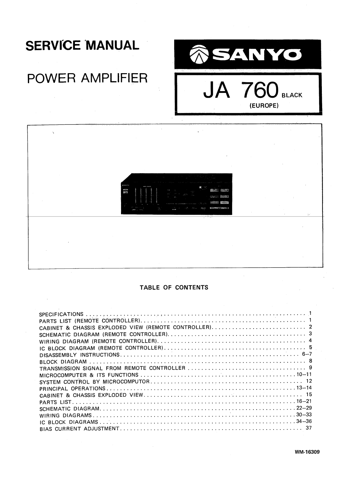 Sanyo JA-760 Service Manual