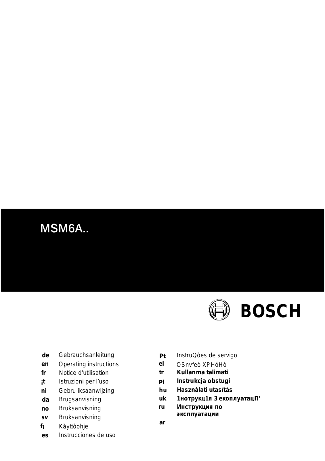 Bosch MSM 6 A 88 User Manual