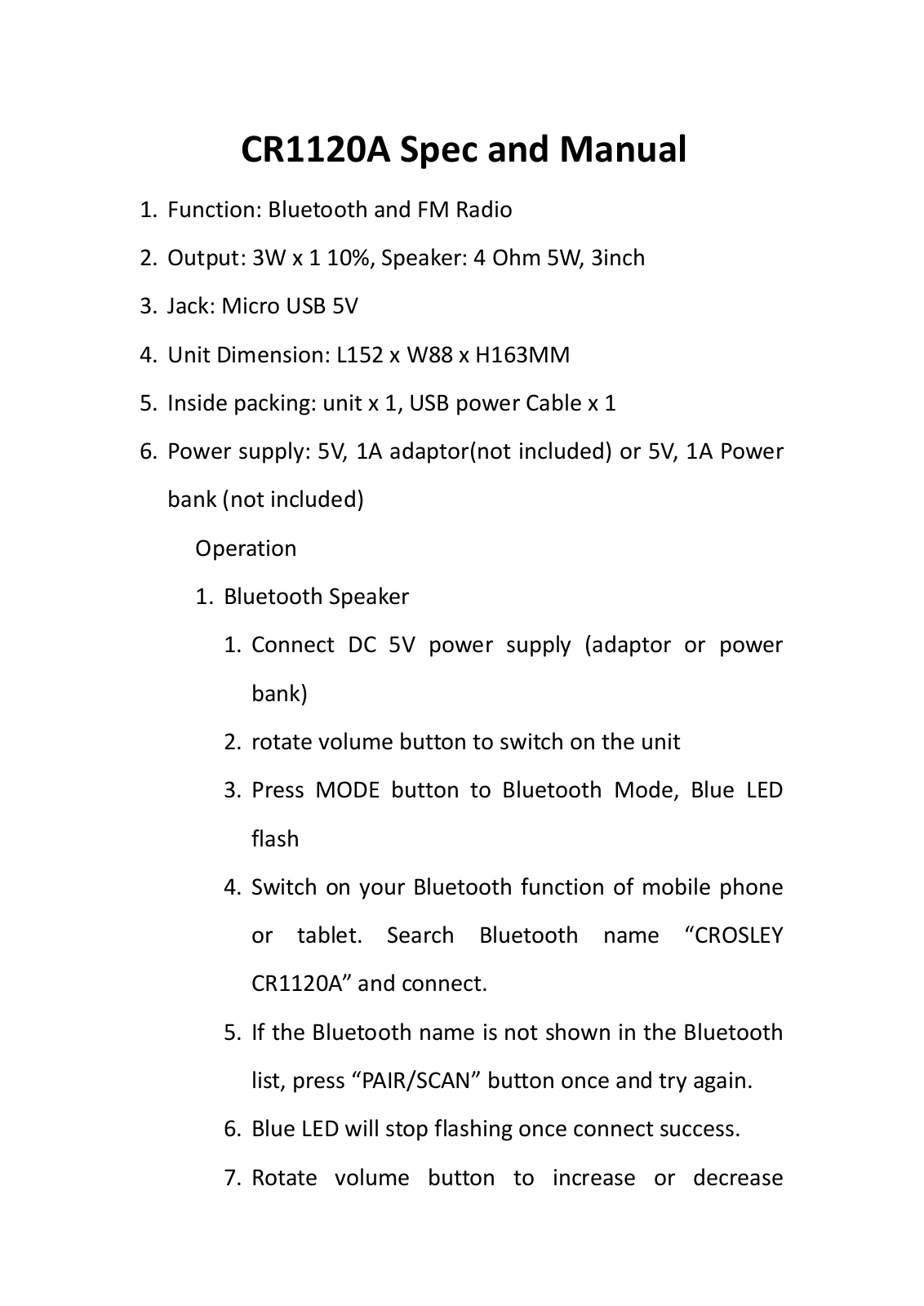 Modern Concepts CR1120A Users Manual