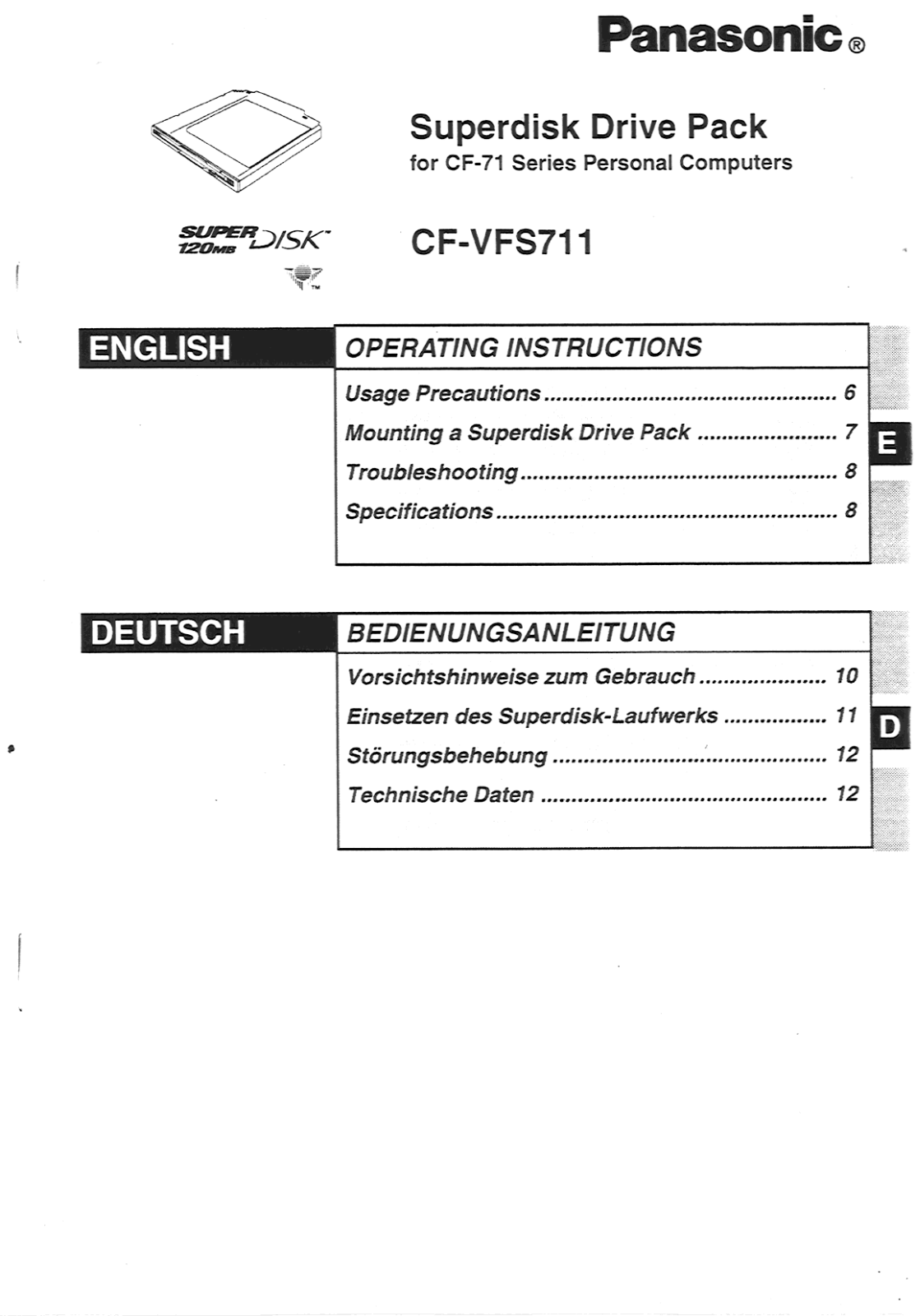 Panasonic CF-VFS711 Operating Instruction