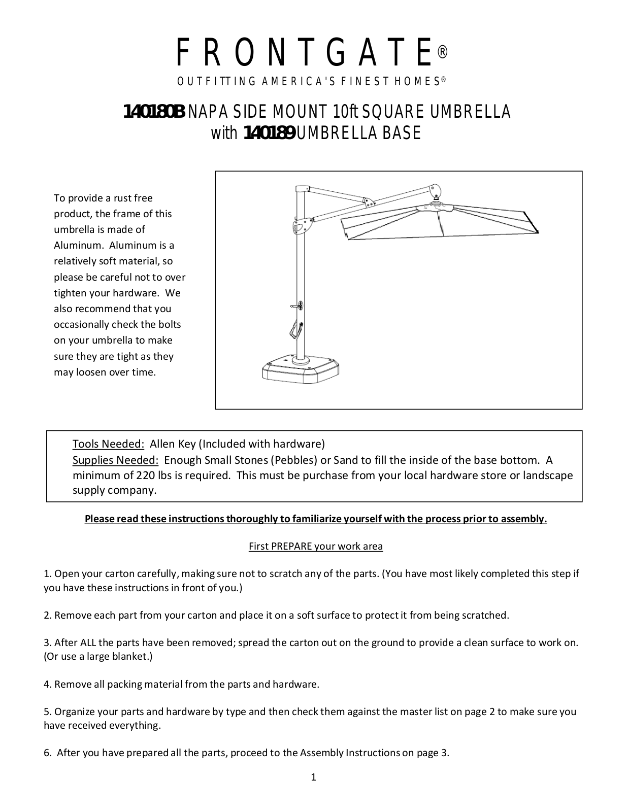 Frontgate 140180B, 140189 User Manual