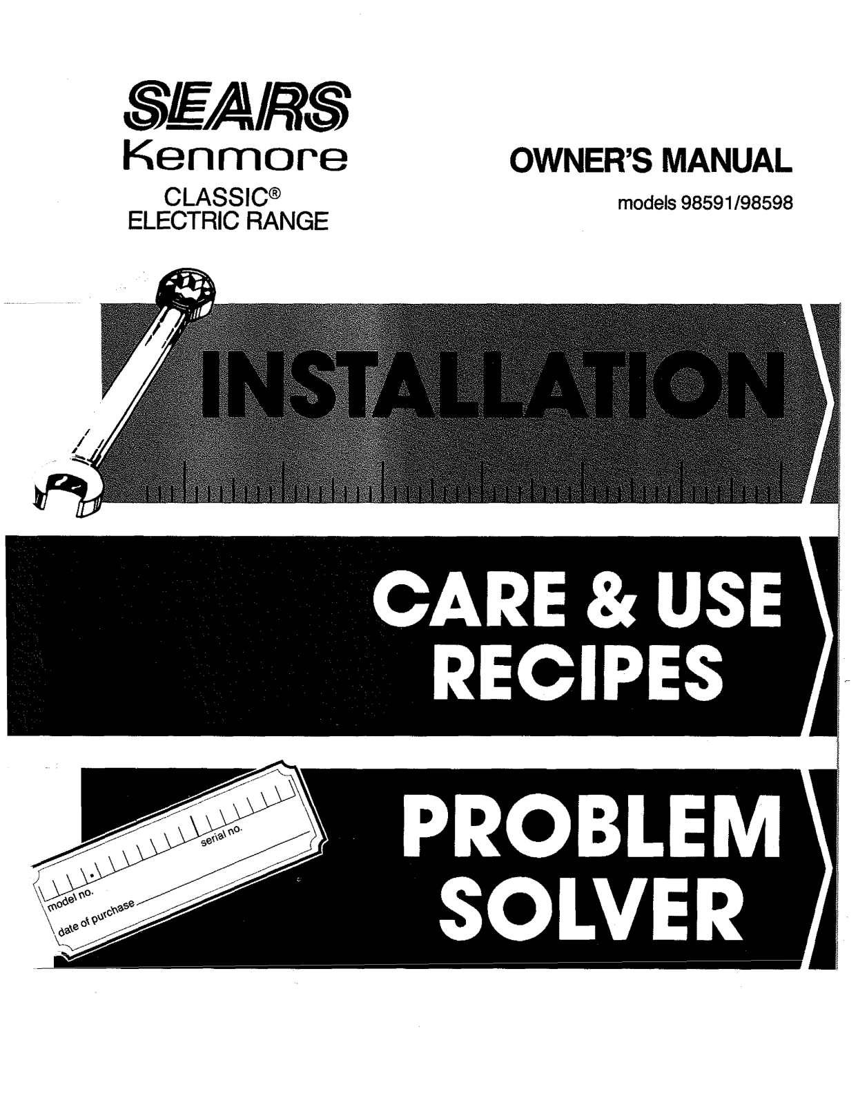 Kenmore 3639858911 Owner’s Manual