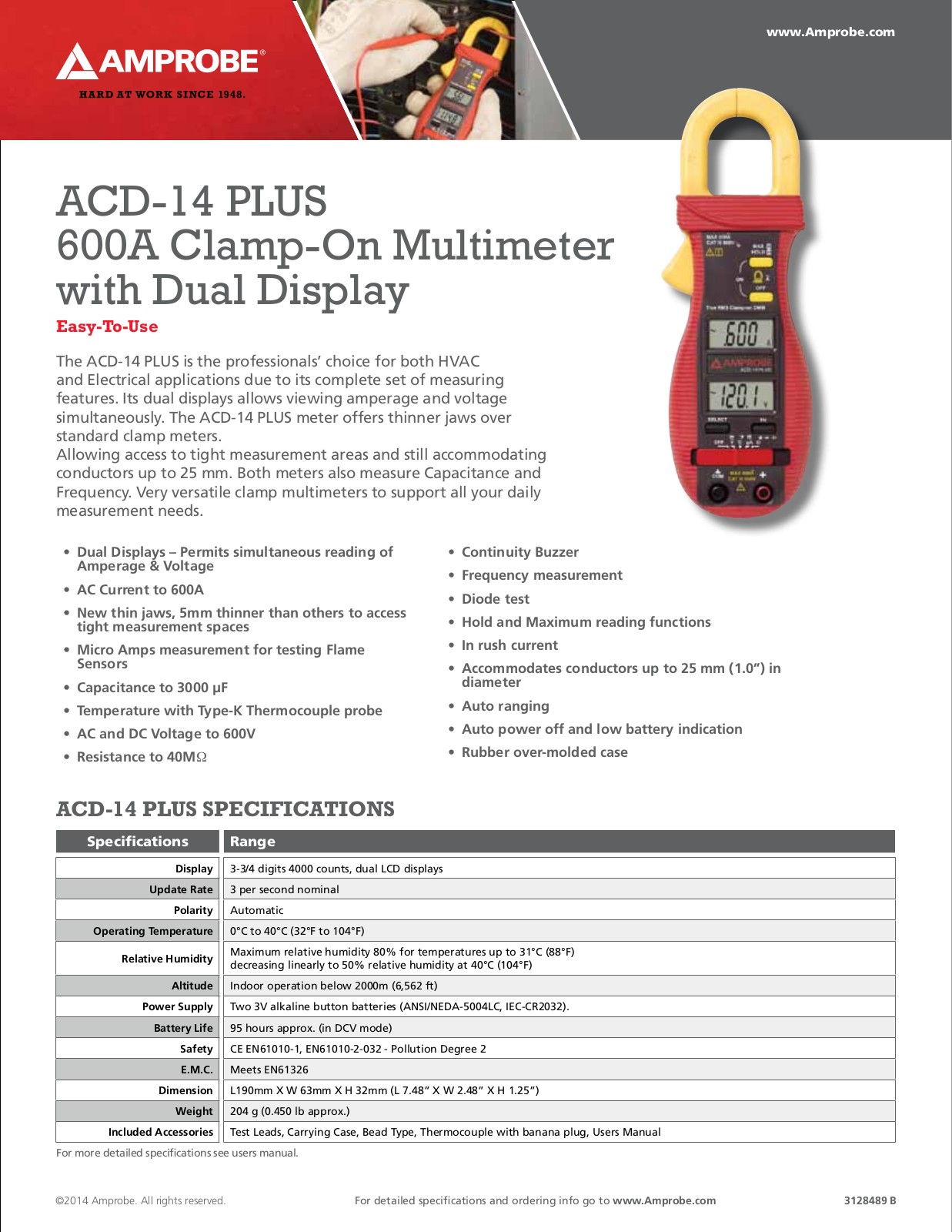 Amprobe ACD-14-PLUS Specifications