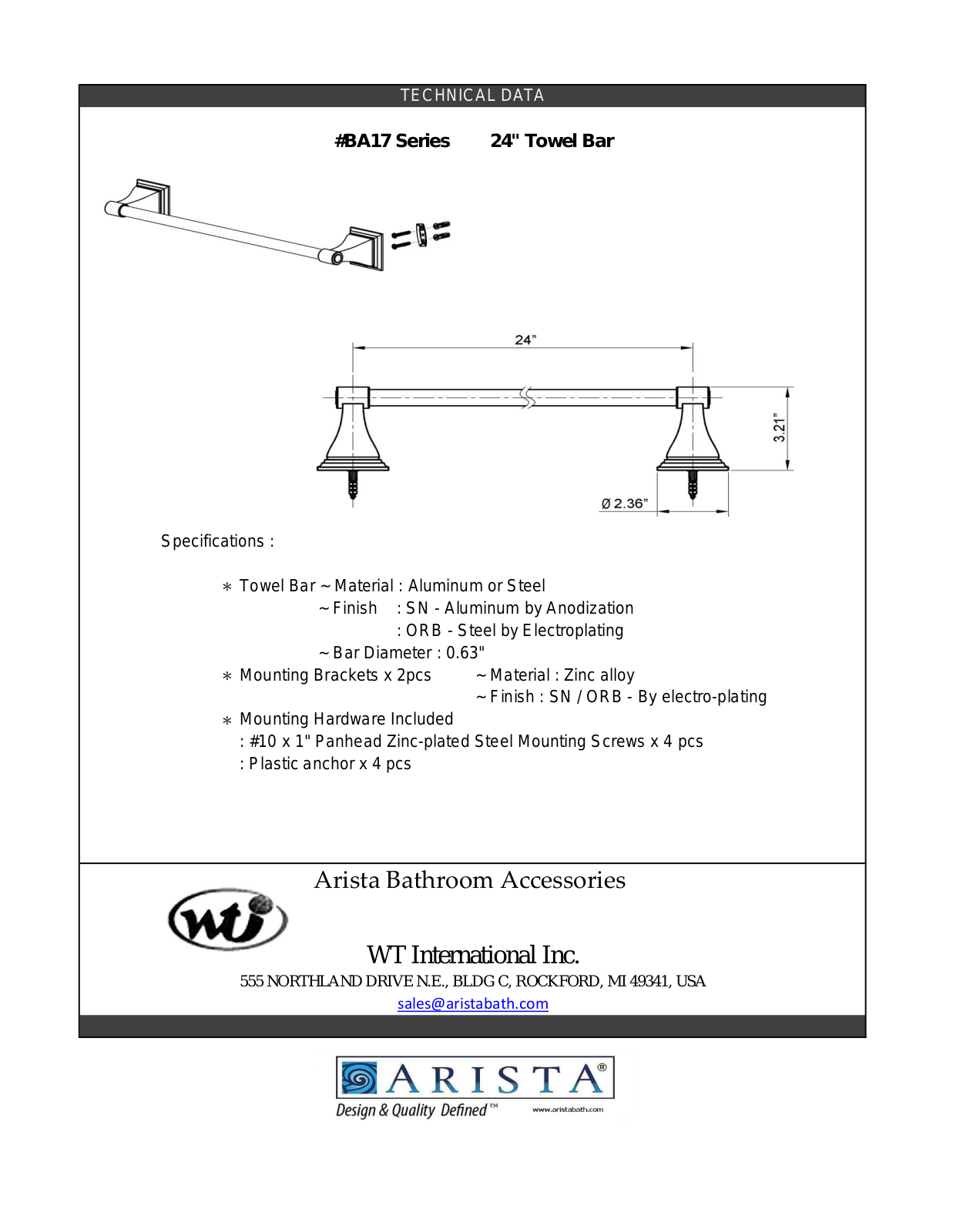 ARISTA WTIN1050 Specifications - ManualMachine.com