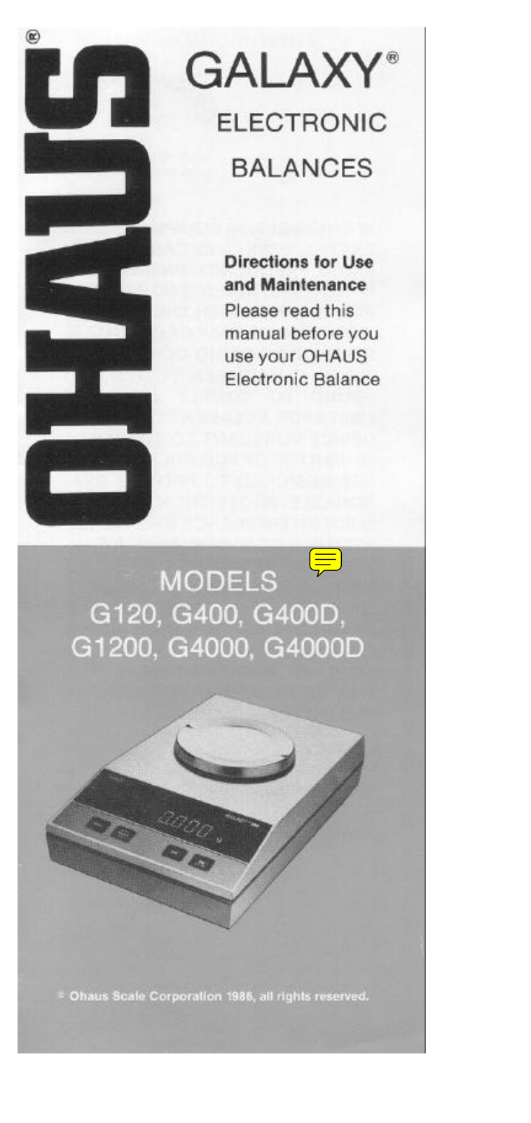 Ohaus G400D, G4000D, G120, G4000, G1200 User Manual