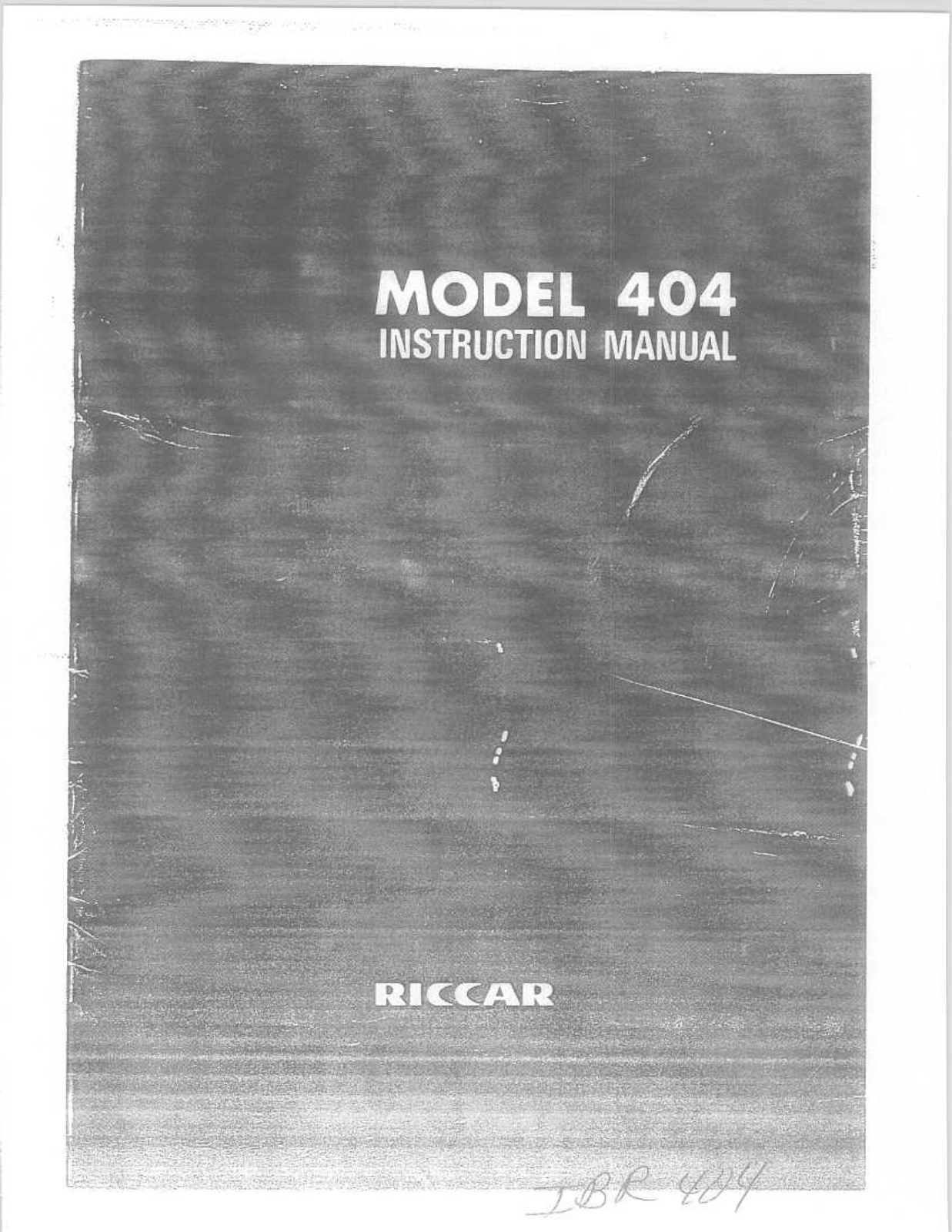 RICCAR 404 Owner's Manual