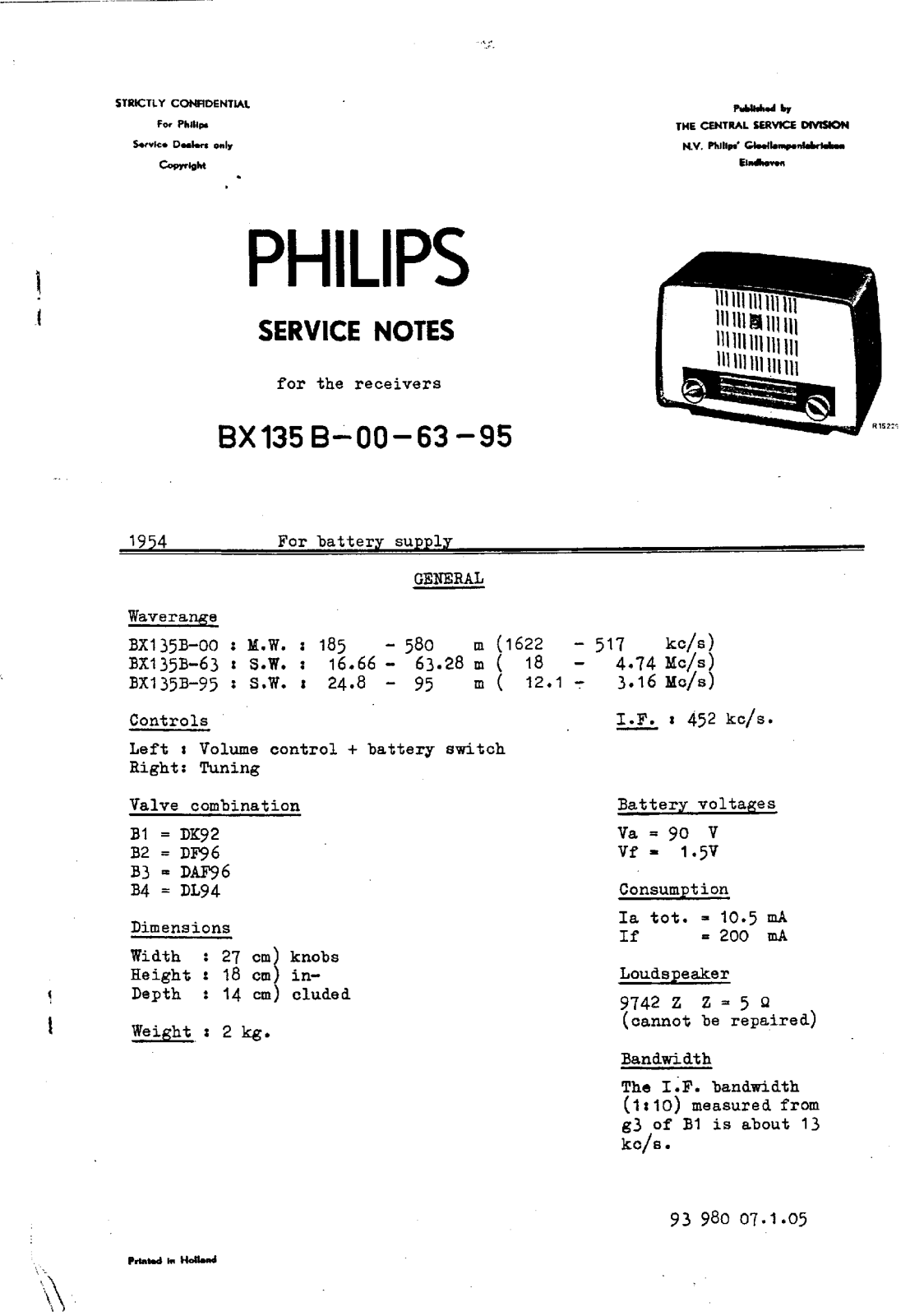 Philips BX-135-B Service Manual