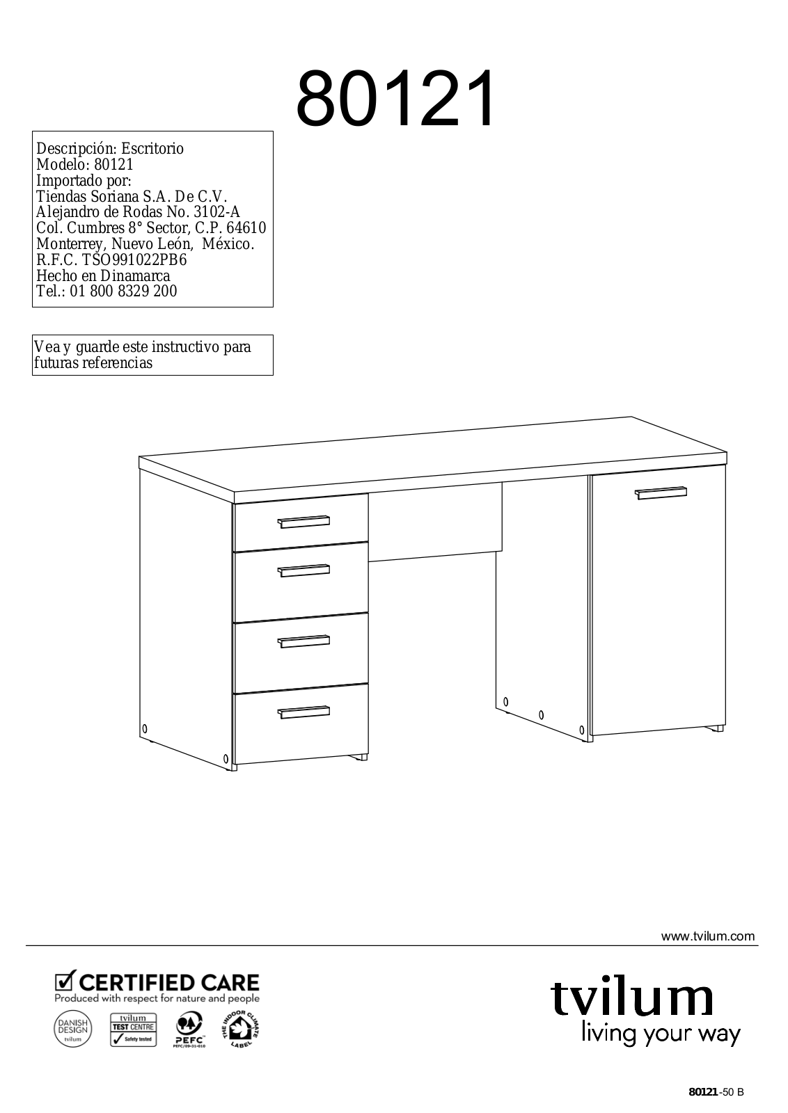 Tvilum 80121 User Manual