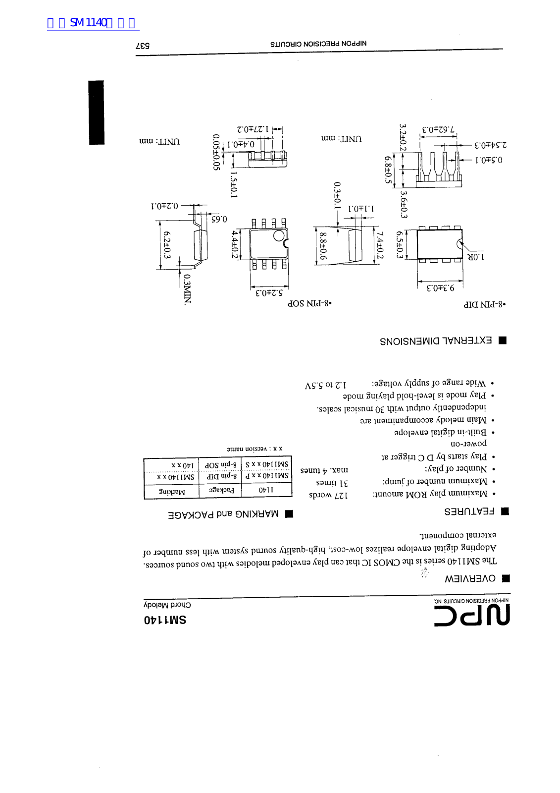 NPC SM1140 Technical data