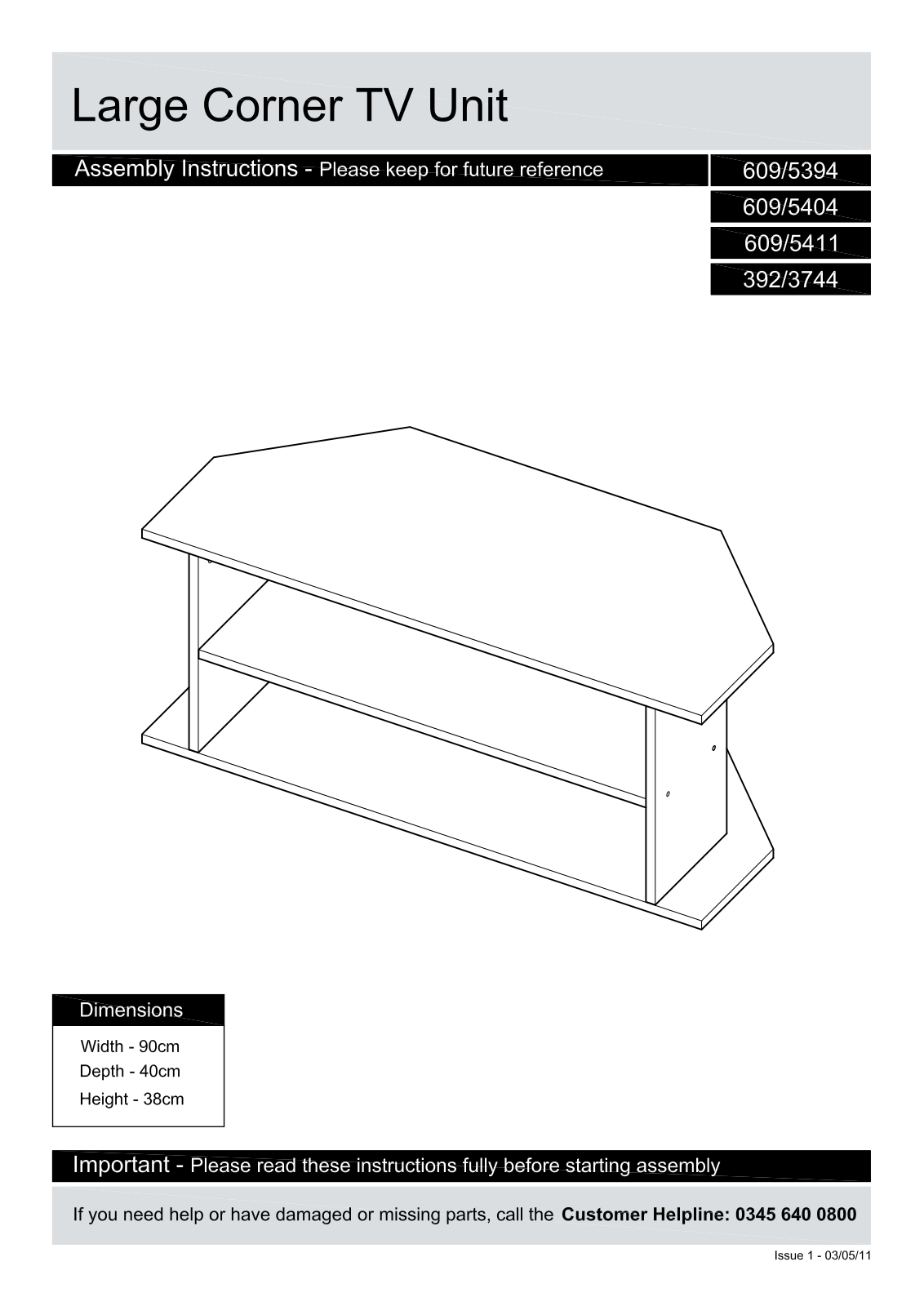 Argos 3923744 ASSEMBLY INSTRUCTIONS