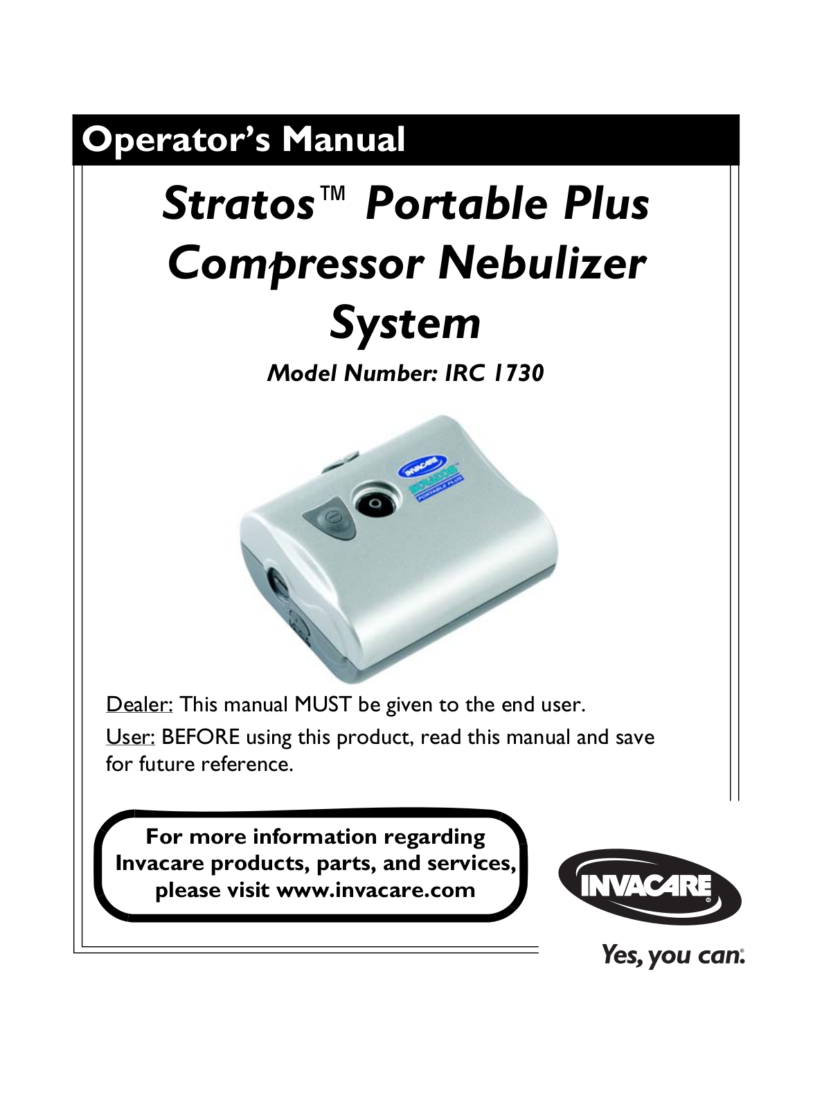 Invacare IRC 1730 User Manual