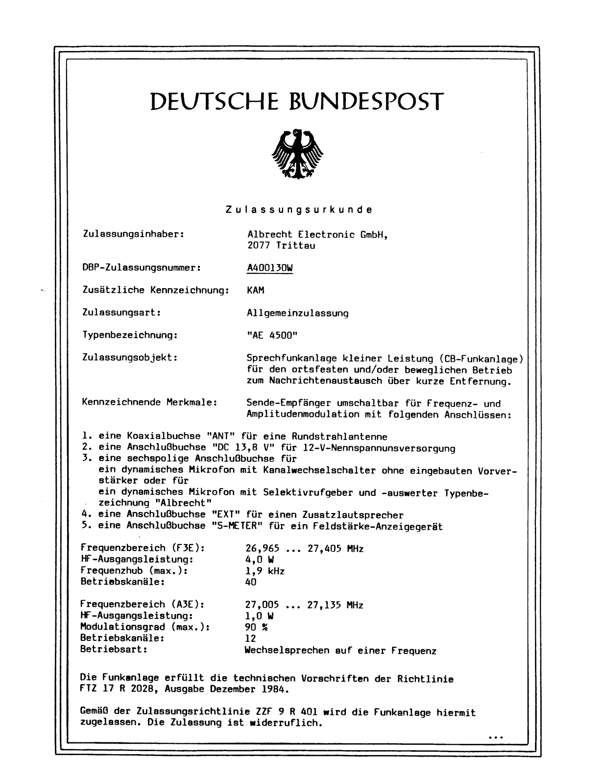 Albrecht AE 4500 User Manual