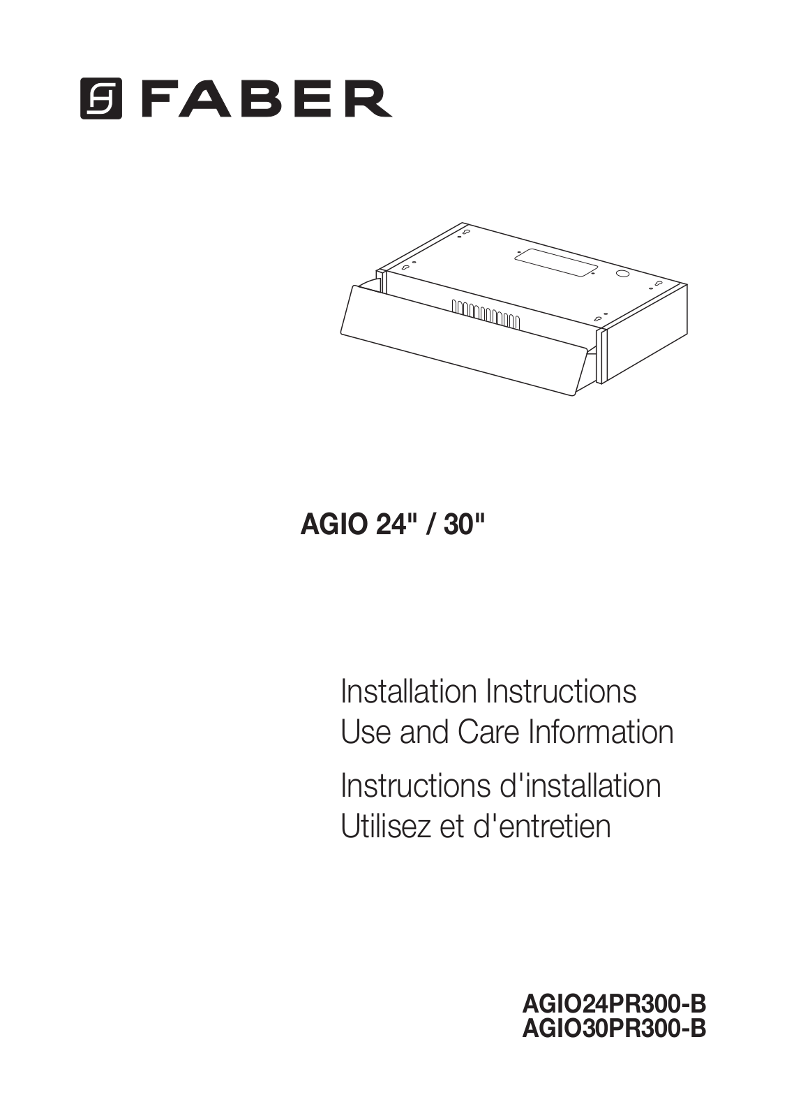 Faber AGIO24PR300-B, AGIO30PR300-B Installation Instructions Manual