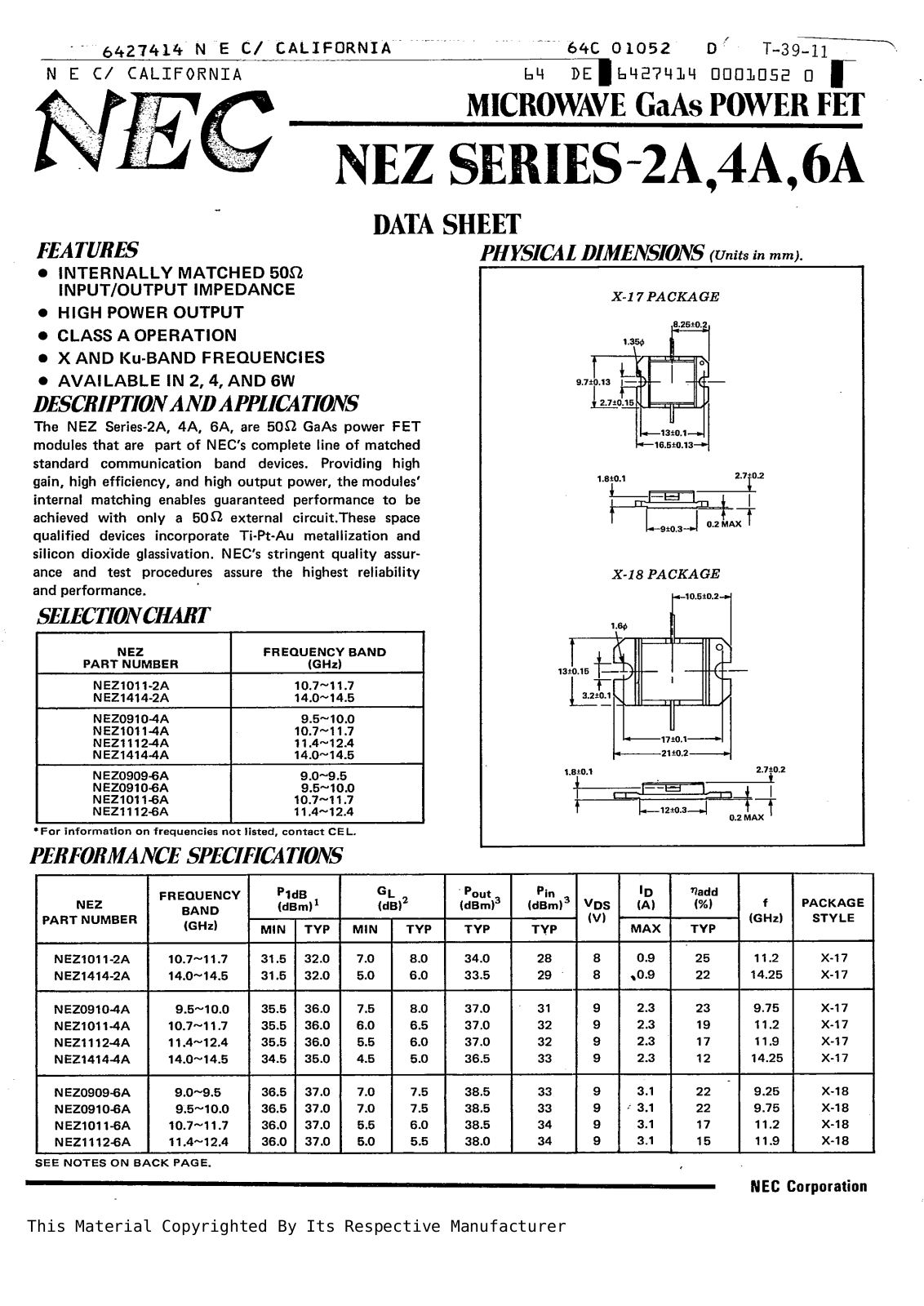 NEC NEZ1414-4A Datasheet