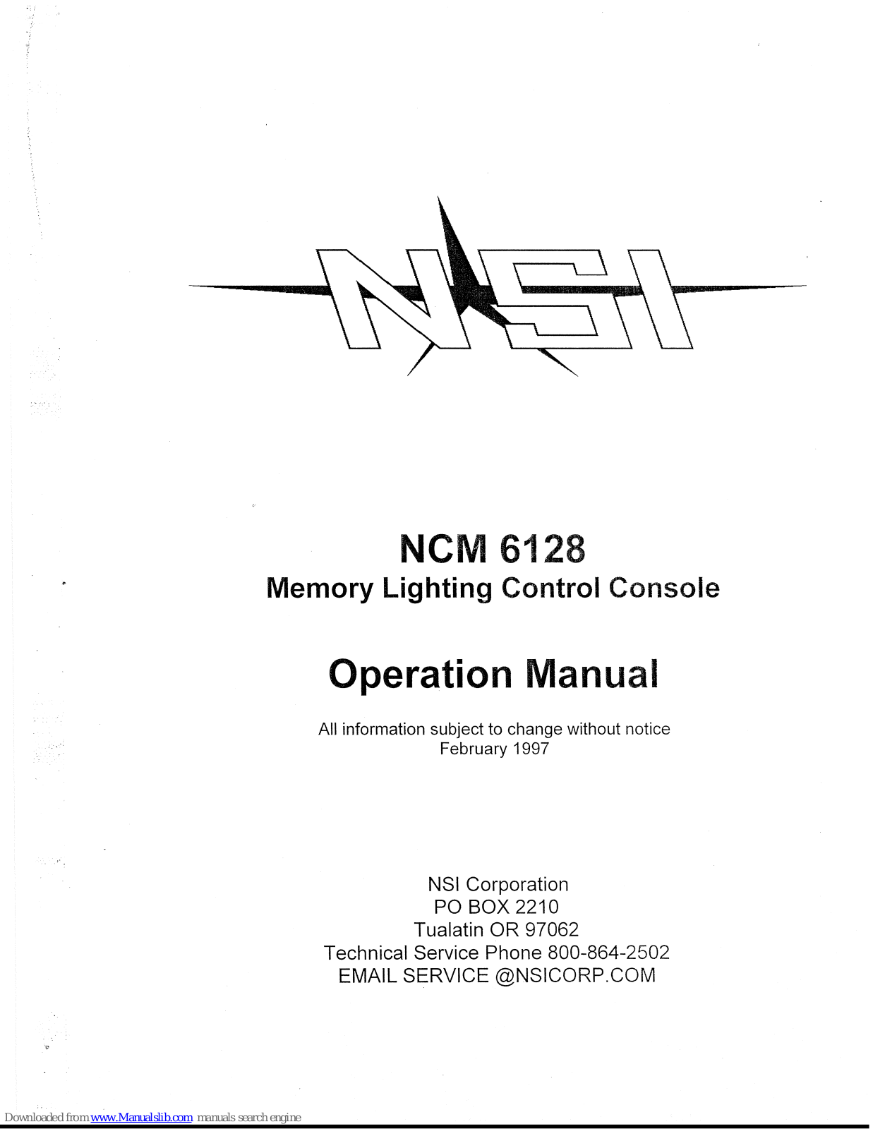 NSI NCM 6128 Operation Manual