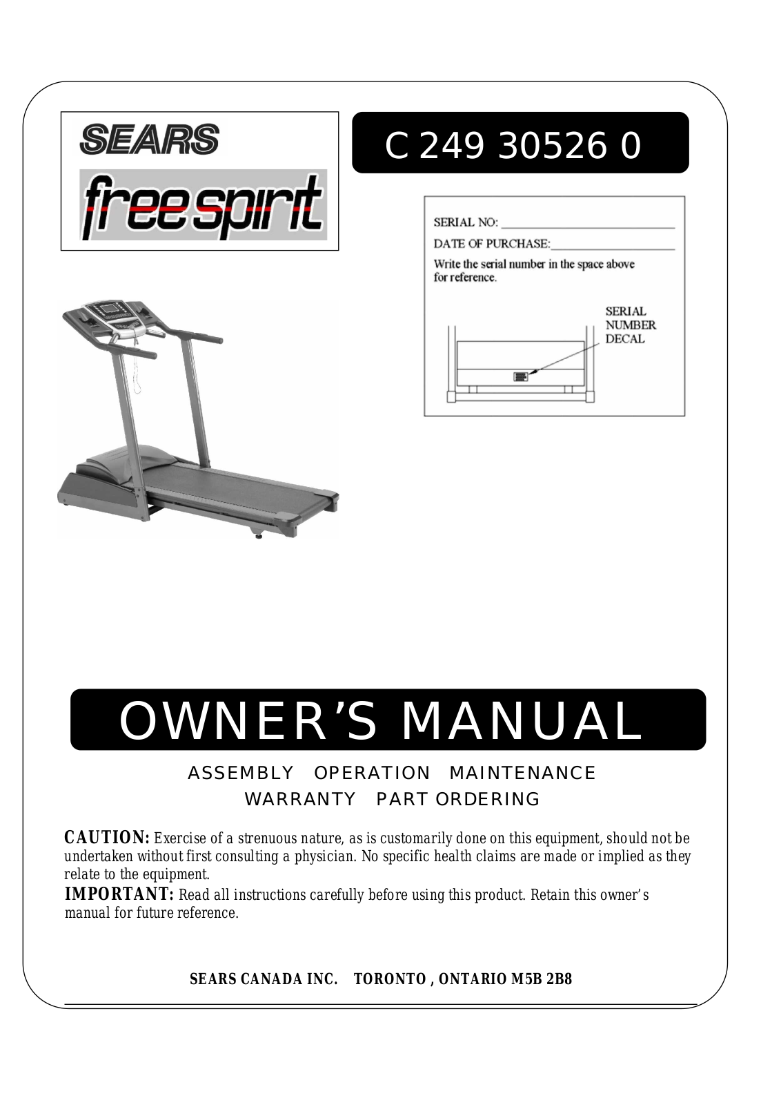 Freespirit C 249 30526 0 Owner's Manual