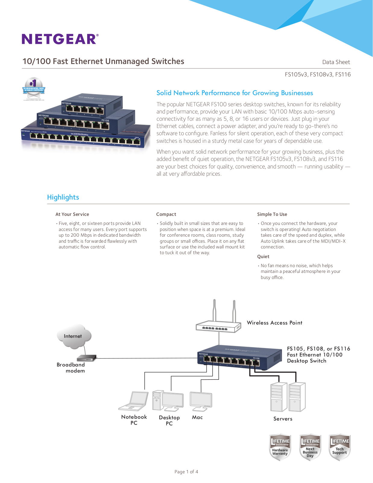 Netgear FS105 Data Sheet