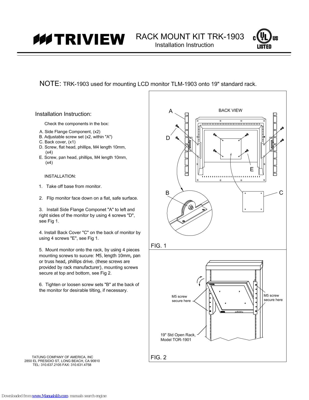 Tatung none Installation Instruction - ManualMachine.com