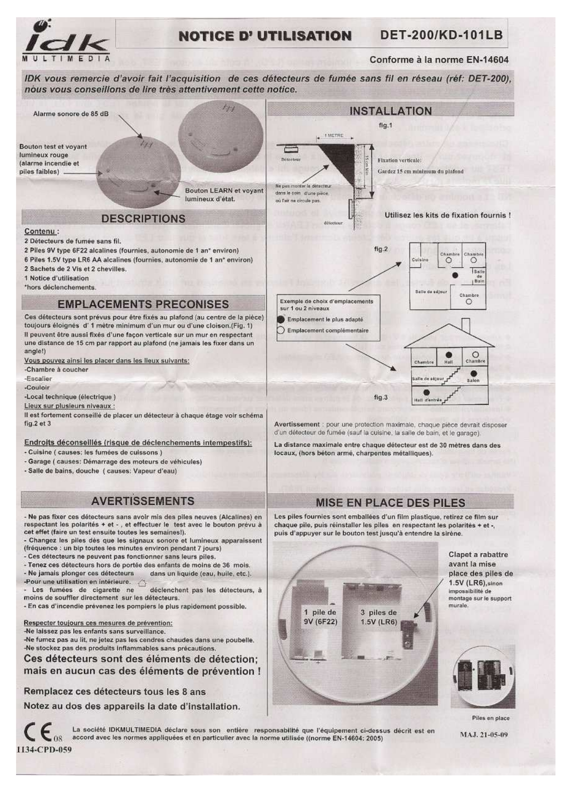 IDK MULTIMEDIA DET-200, KD-101LB User Manual