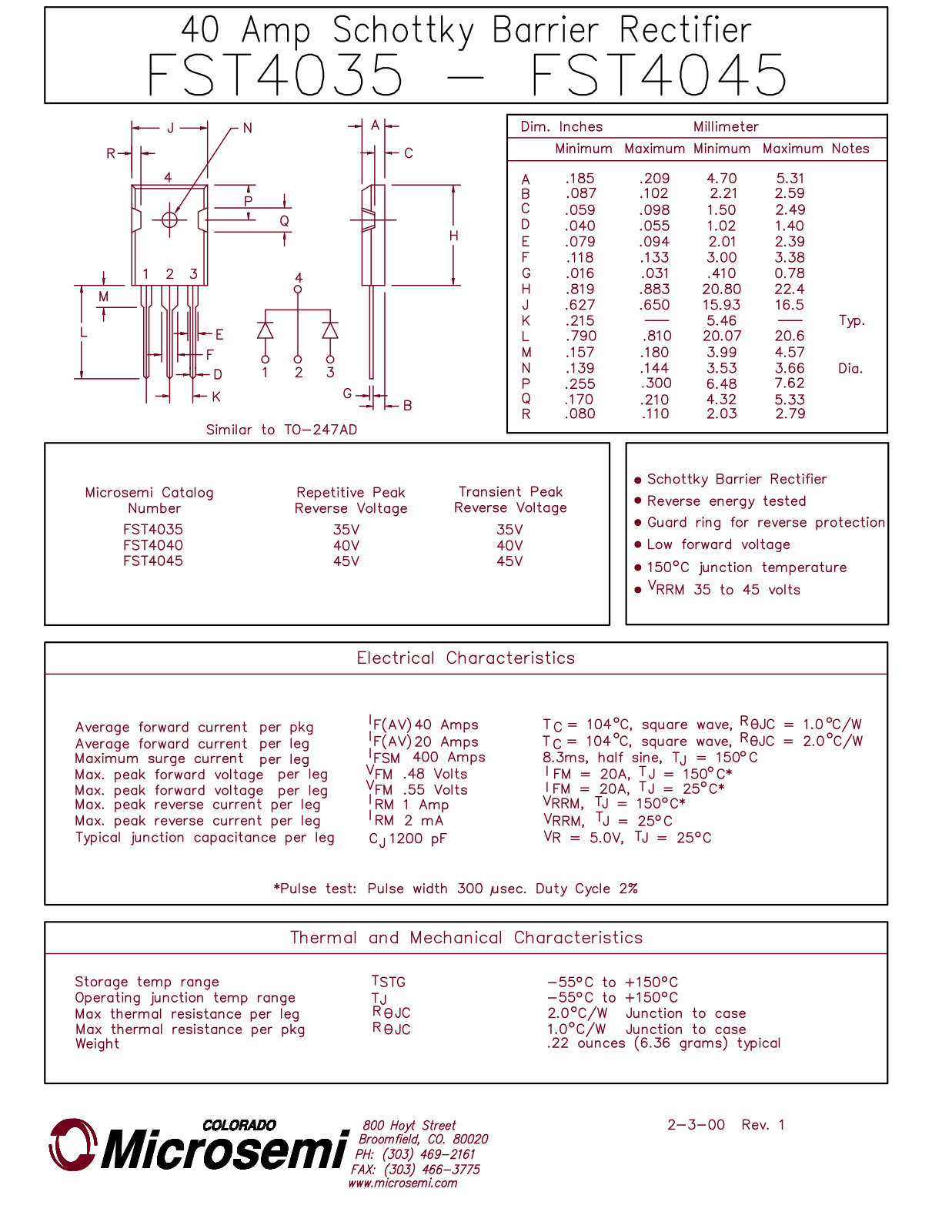 Microsemi Corporation FST4035, FST4045, FST4040 Datasheet