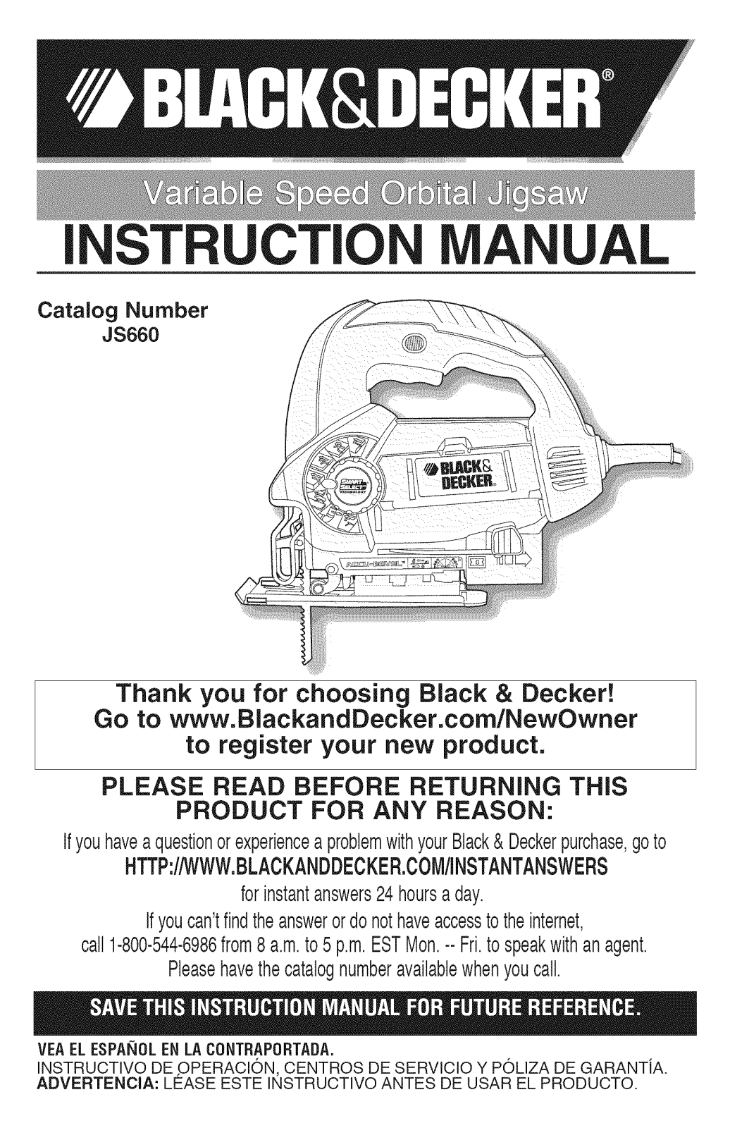 Black & Decker JS660 TYPE1 Owner’s Manual