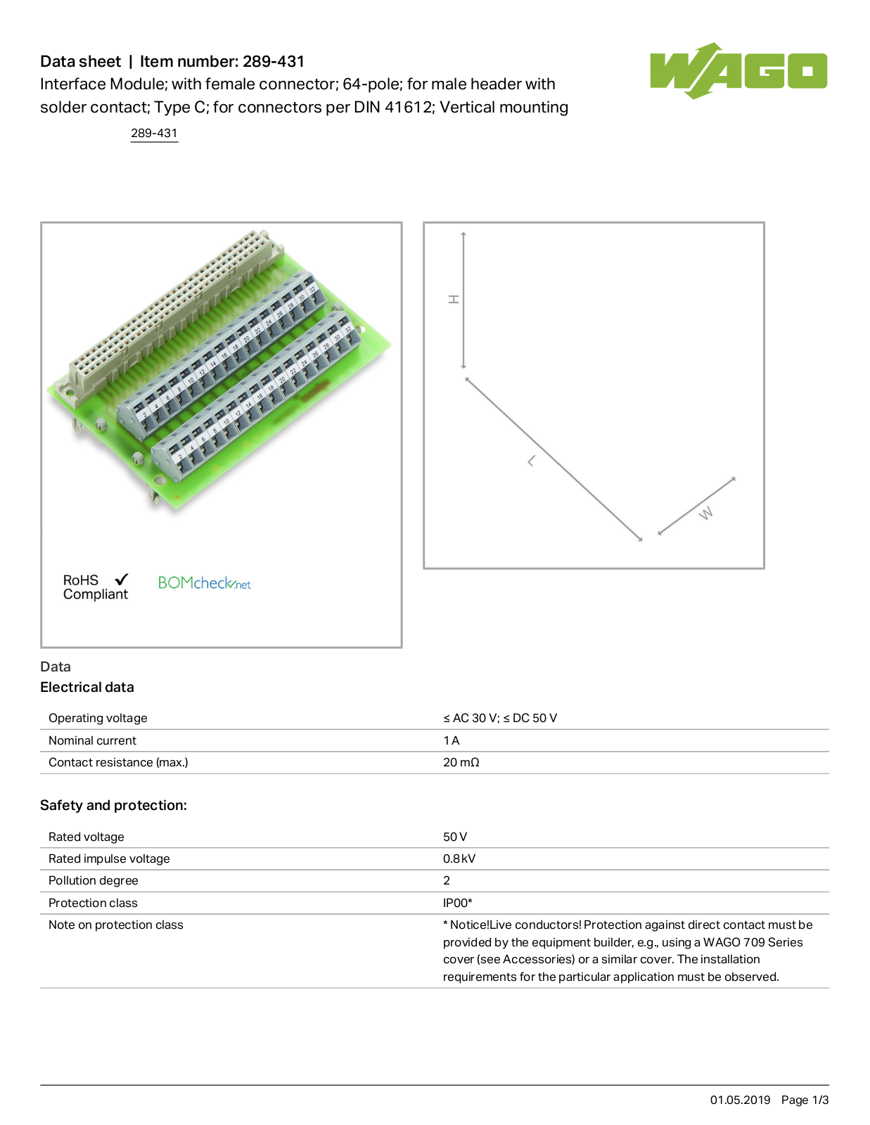 Wago 289-431 Data Sheet