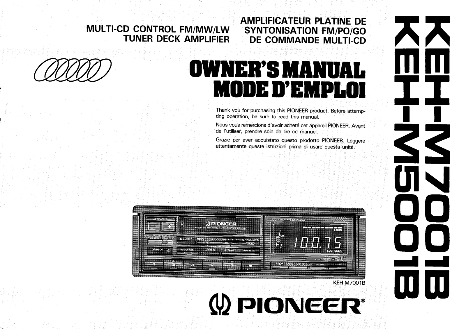 PIONEER KEH-M5001B User Manual