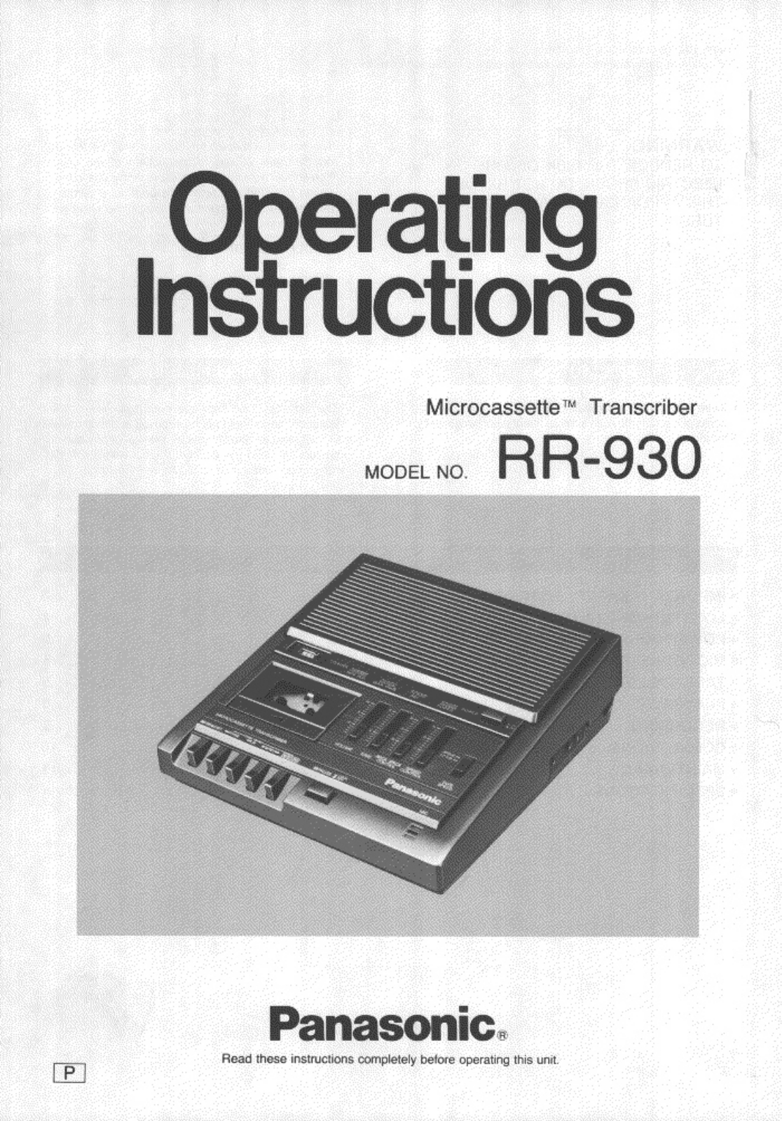 Panasonic RR-930 User Manual