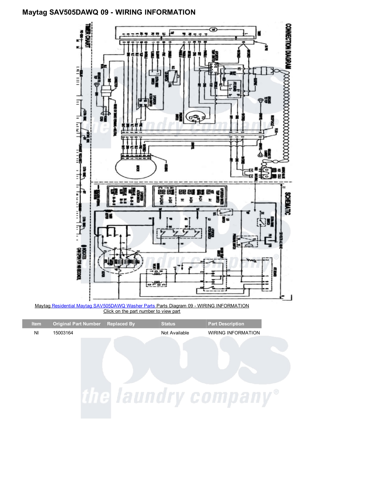 Maytag SAV505DAWQ Parts Diagram