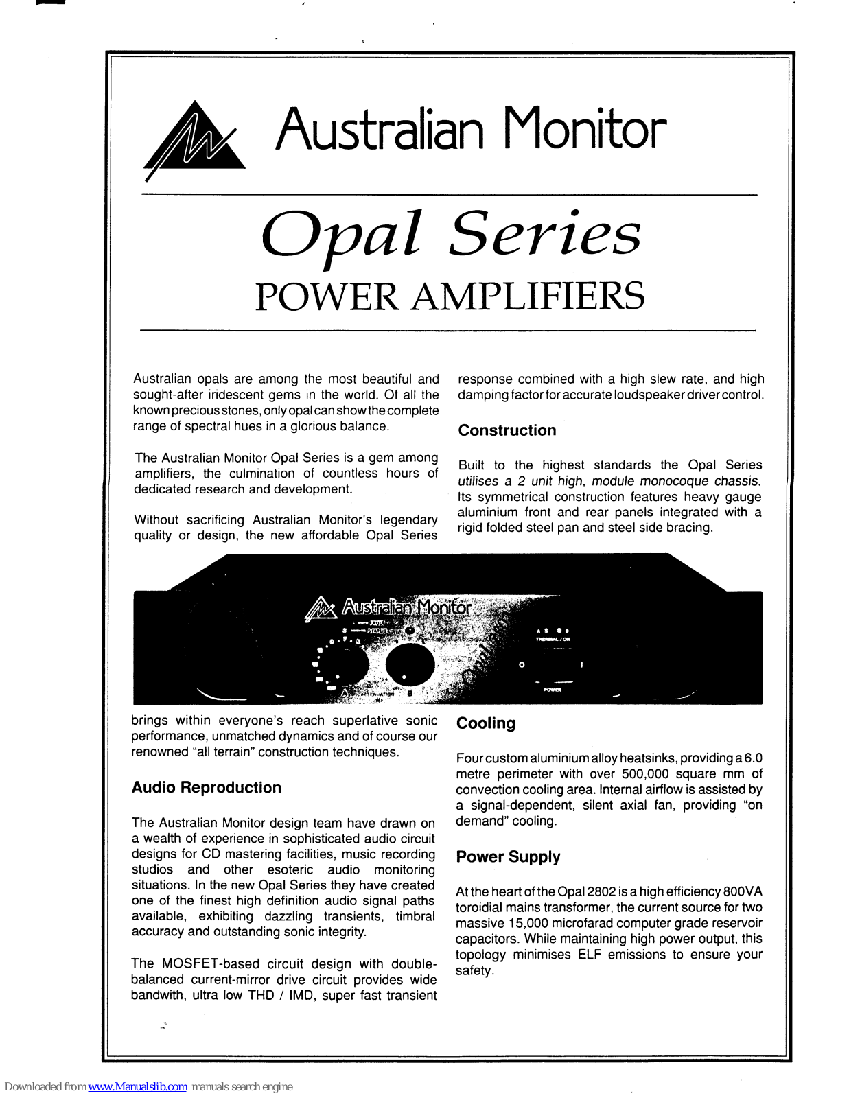 AUSTRALIAN MONITOR OPAL 1202, OPAL 2802 Brochure - ManualMachine.com