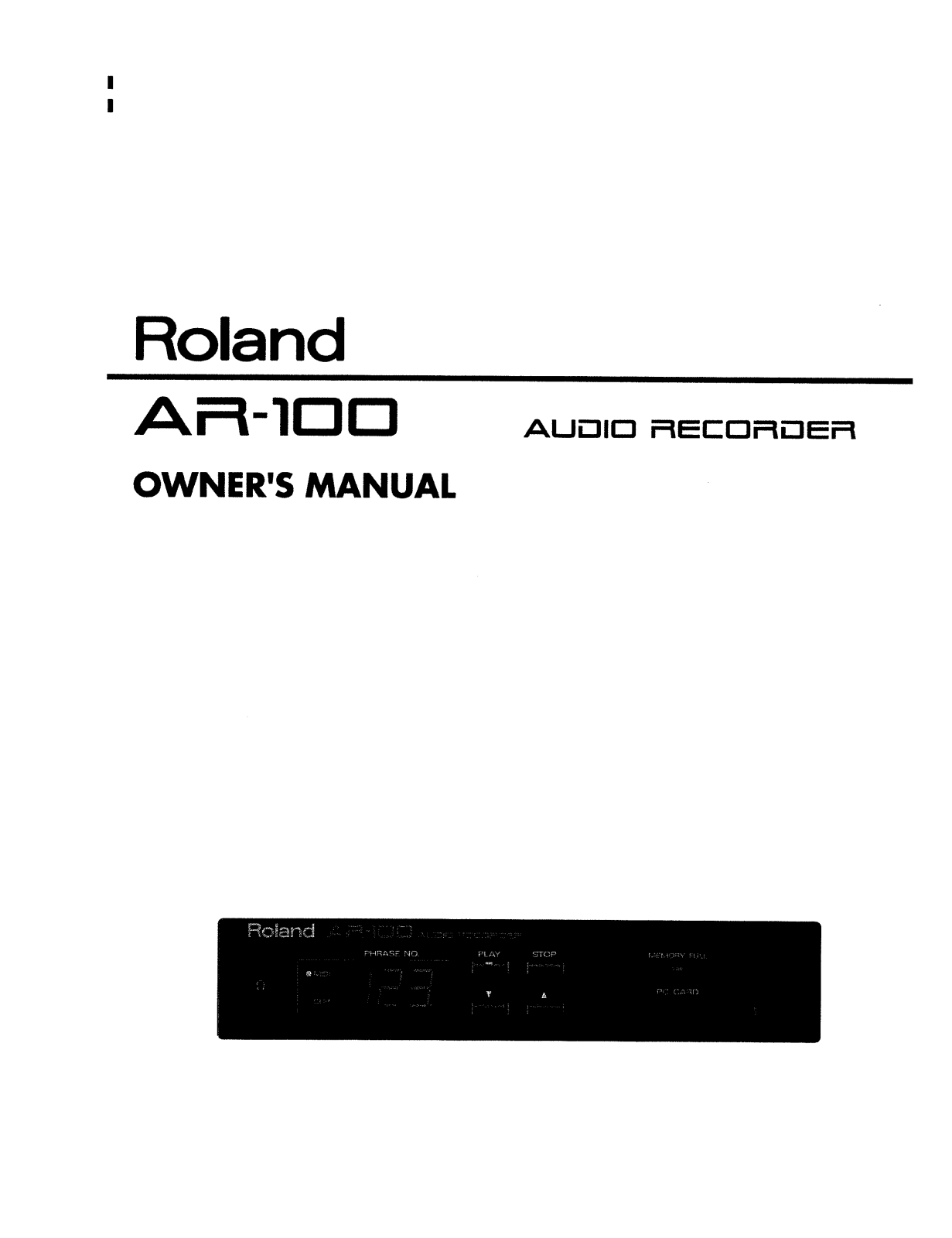 Roland AR-100 User Manual