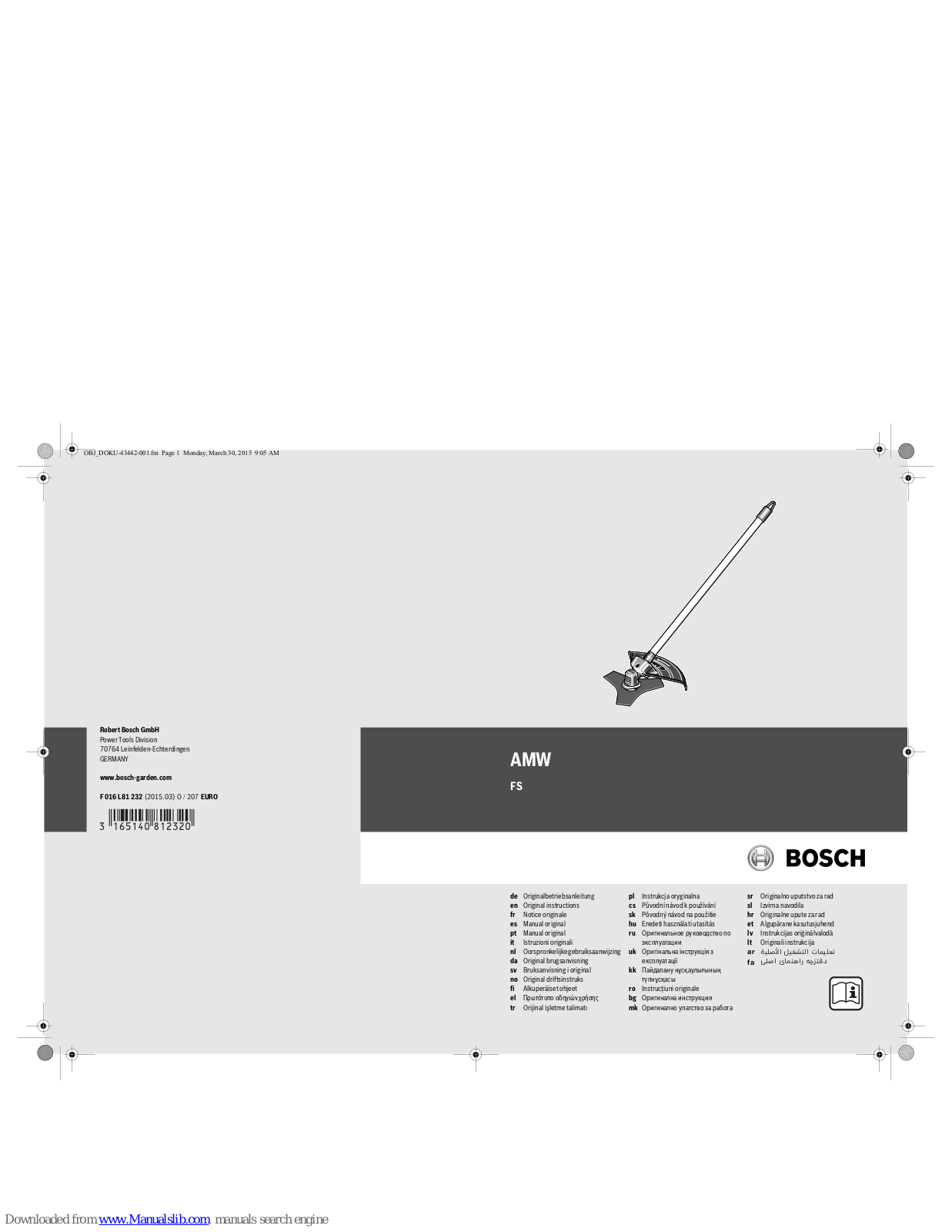 Bosch AMW FS Original Instructions Manual