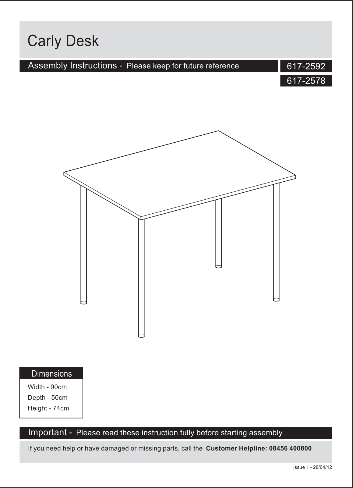 Argos TG-OF-016-WT ASSEMBLY INSTRUCTIONS