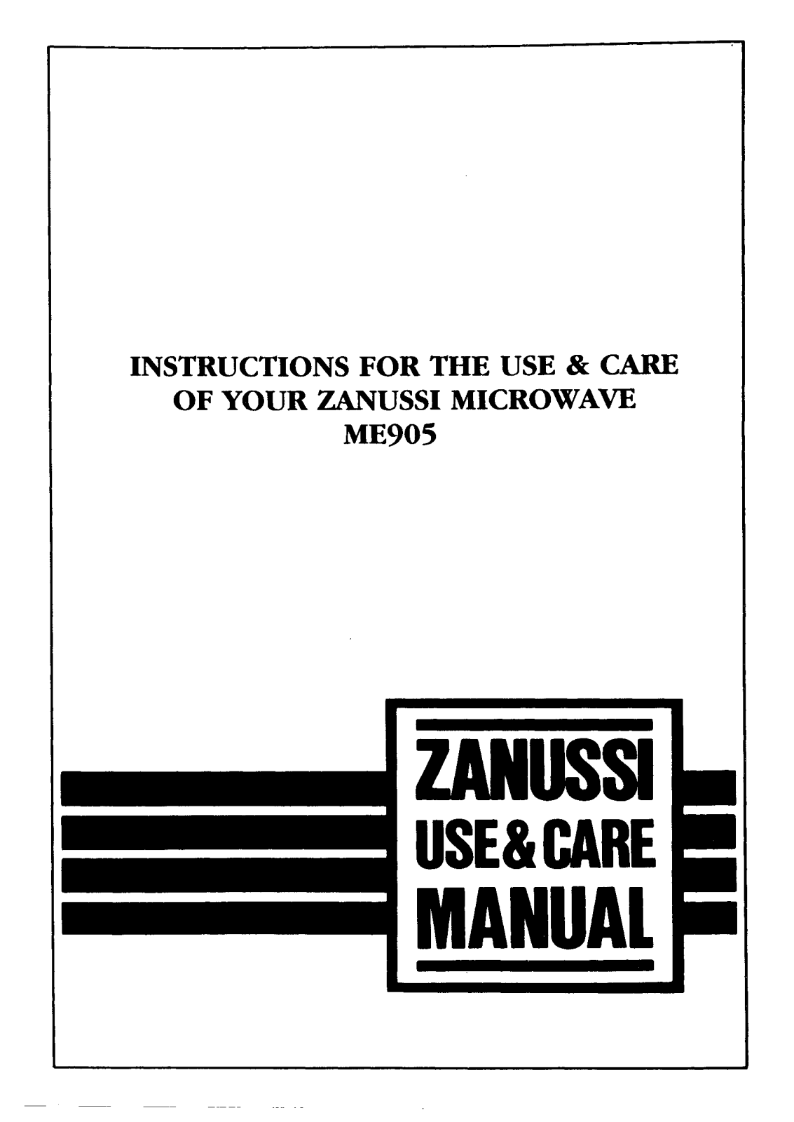 Zanussi ME905 User Manual