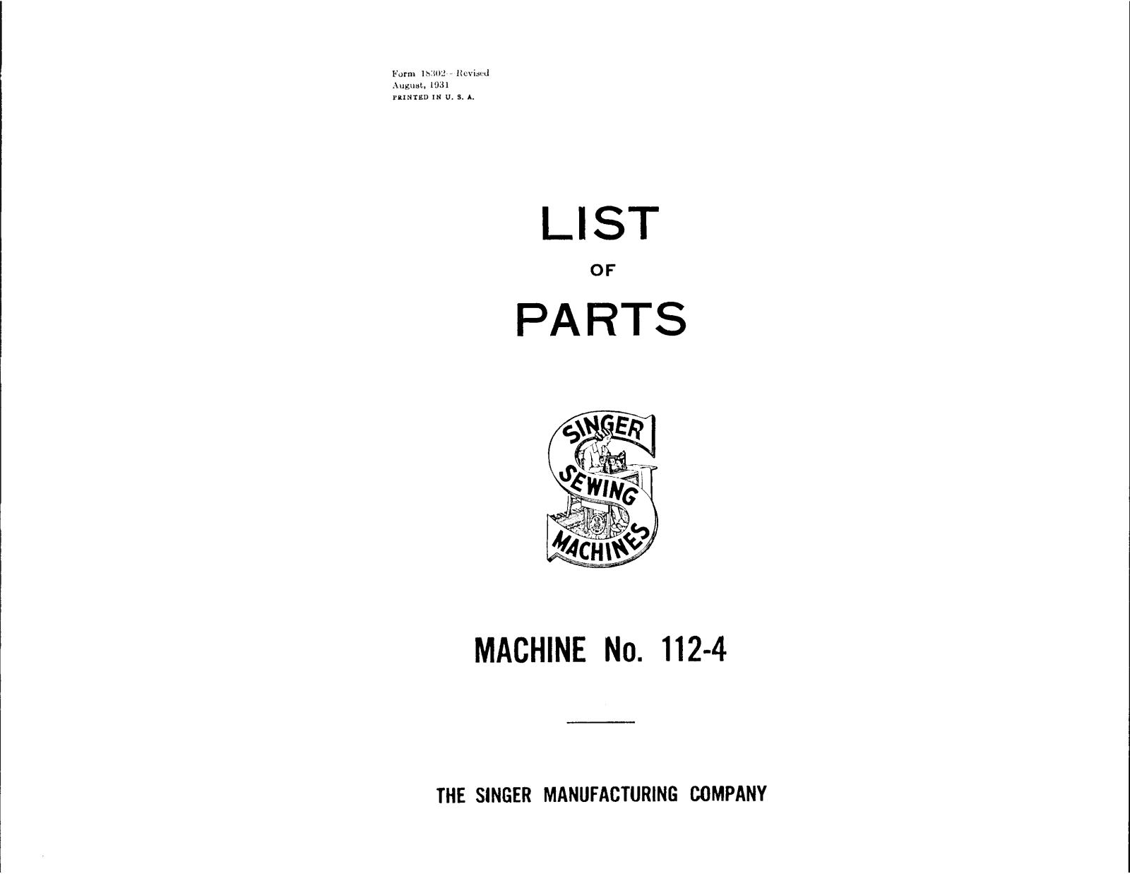 Singer 112-4 User Manual