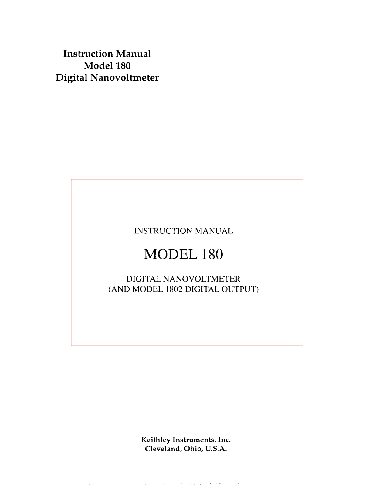 Keithley 1802, 180 Service manual