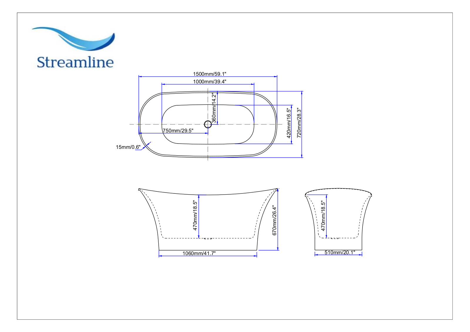 Streamline Bath SLBH7829 Dimensions - ManualMachine.com